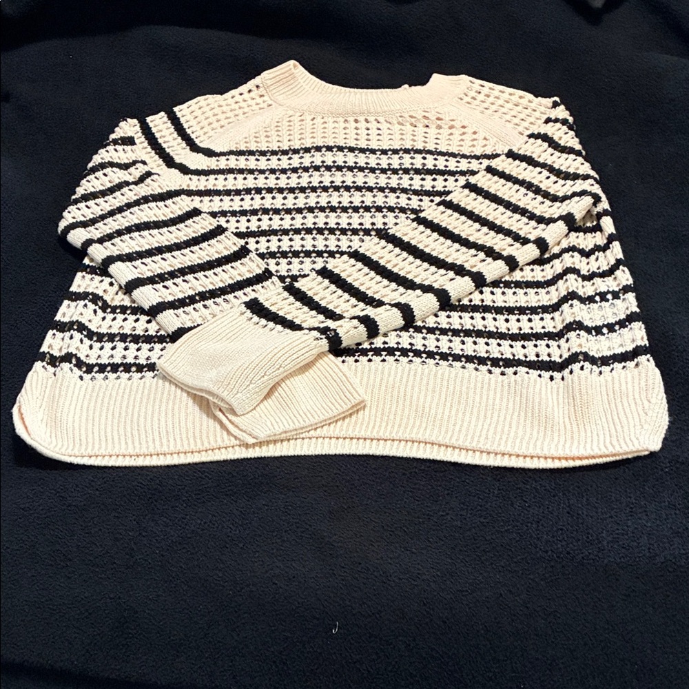 All Saints Cream and Black Striped Sweater